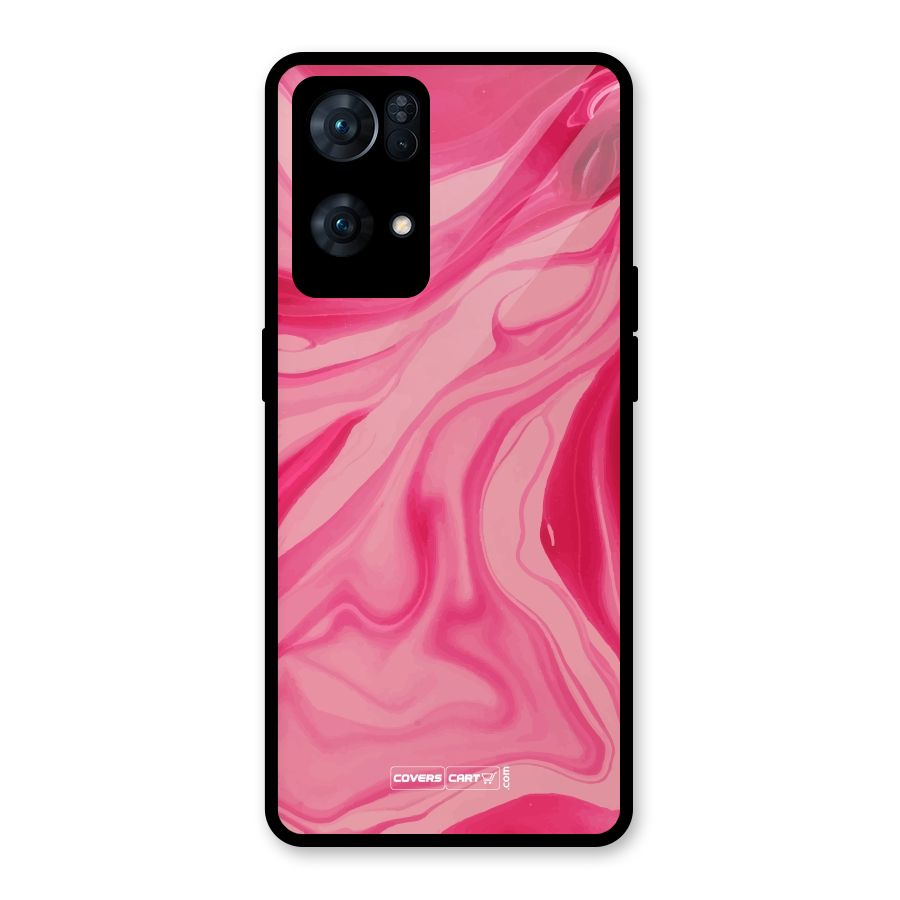 Sizzling Pink Marble Texture Glass Back Case for Oppo Reno7 Pro 5G