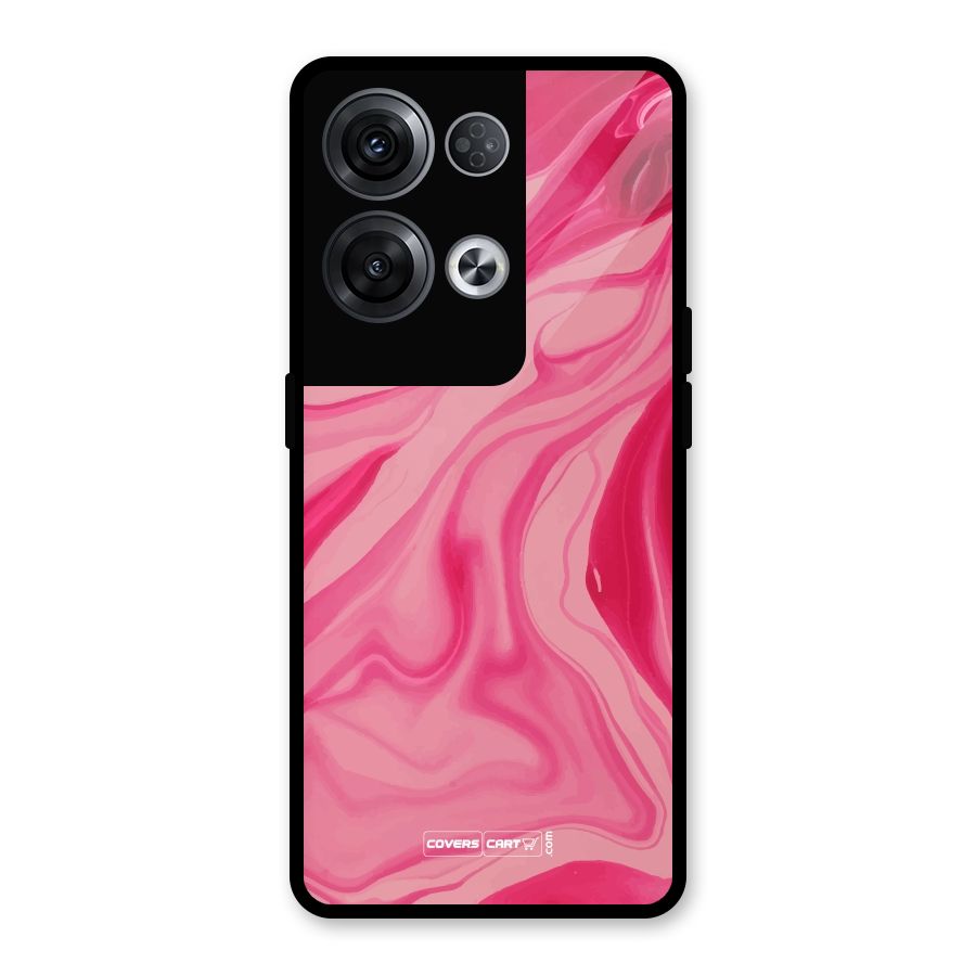 Sizzling Pink Marble Texture Glass Back Case for Oppo Reno8 Pro 5G