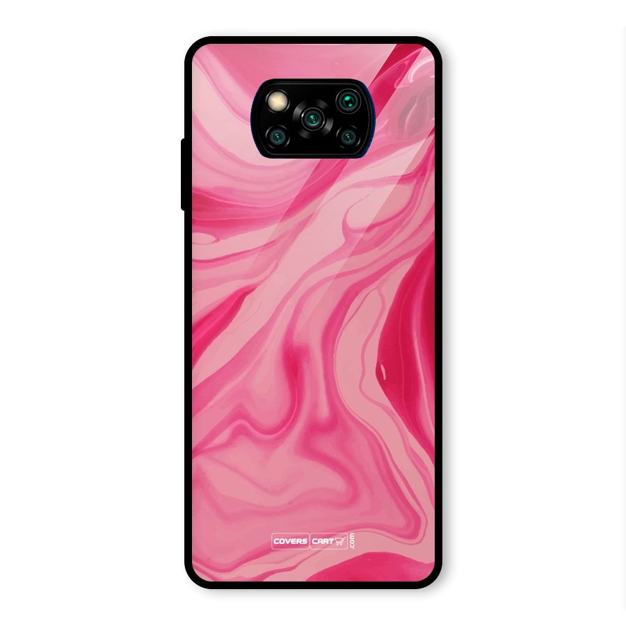 Sizzling Pink Marble Texture Glass Back Case for Poco X3 Pro