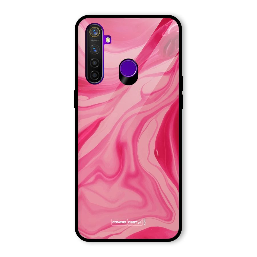 Sizzling Pink Marble Texture Glass Back Case for Realme 5 Pro