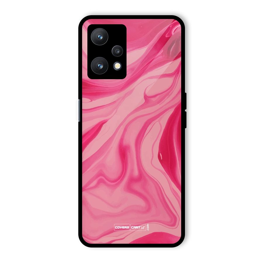 Sizzling Pink Marble Texture Glass Back Case for Realme 9 Pro 5G