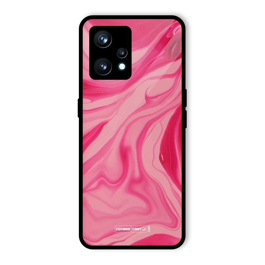 Sizzling Pink Marble Texture Glass Back Case for Realme 9 Pro Plus 5G