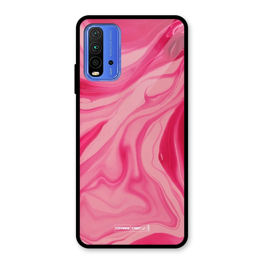 Sizzling Pink Marble Texture Glass Back Case for Redmi 9 Power