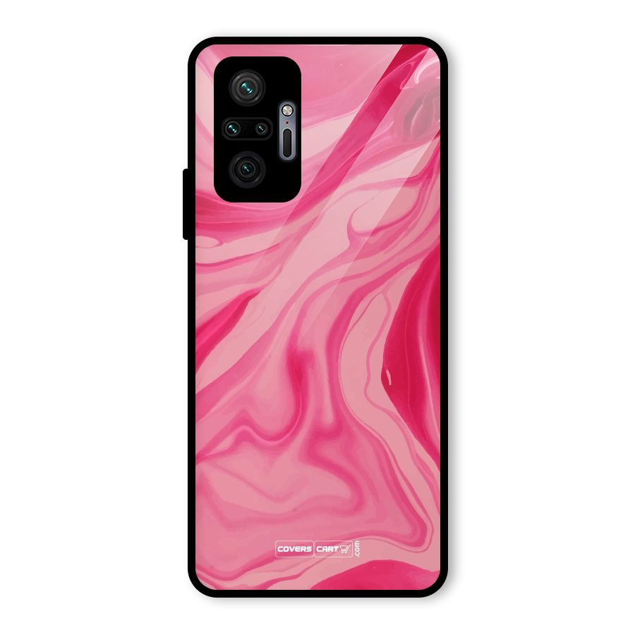 Sizzling Pink Marble Texture Glass Back Case for Redmi Note 10 Pro Max