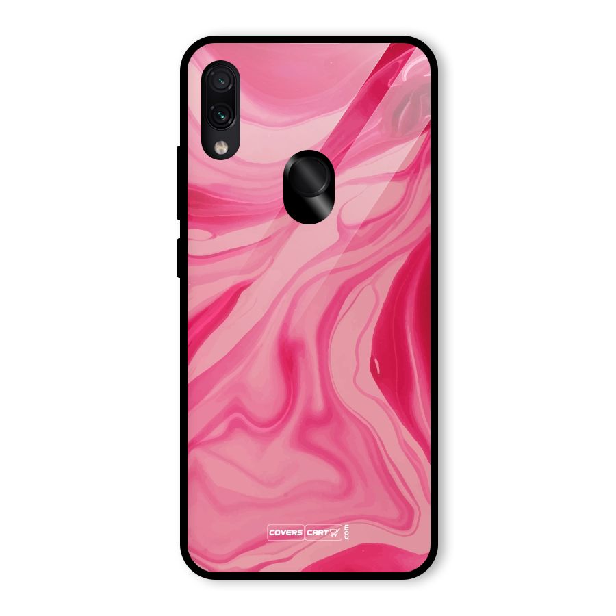 Sizzling Pink Marble Texture Glass Back Case for Redmi Note 7