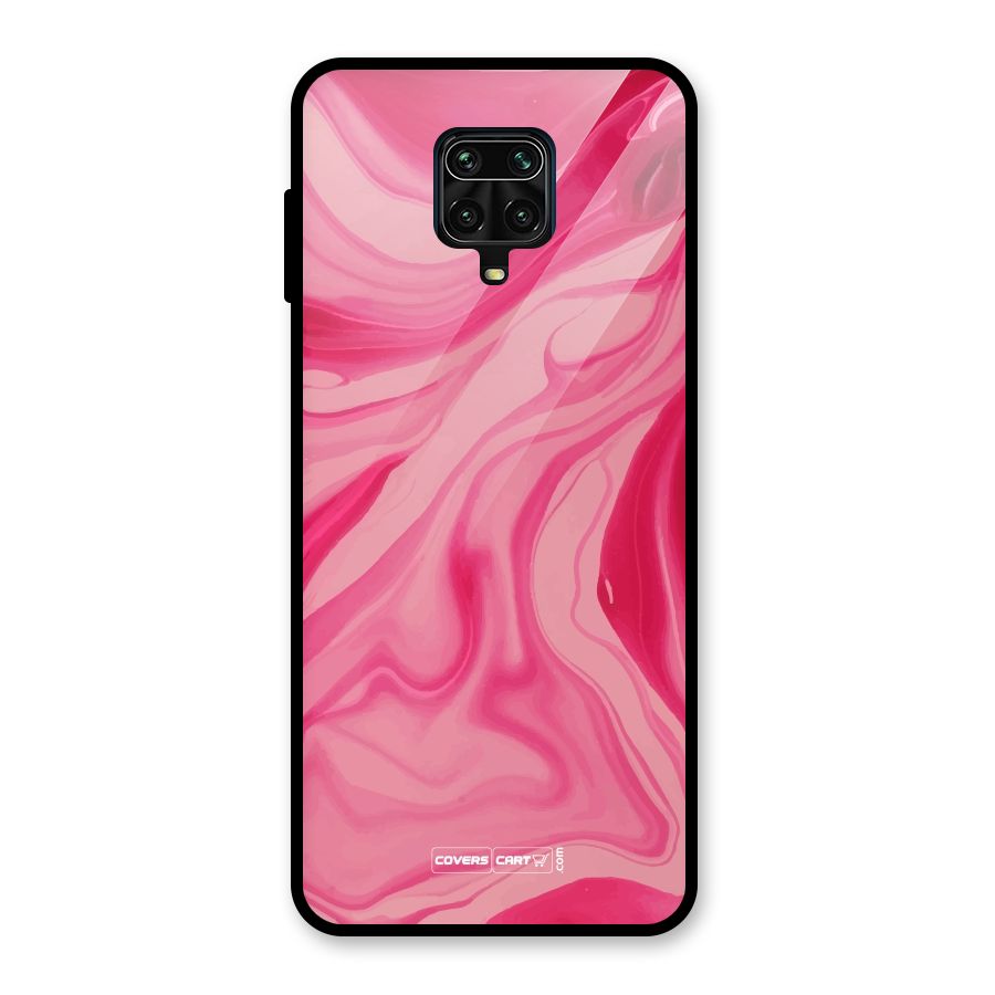 Sizzling Pink Marble Texture Glass Back Case for Redmi Note 9 Pro Max