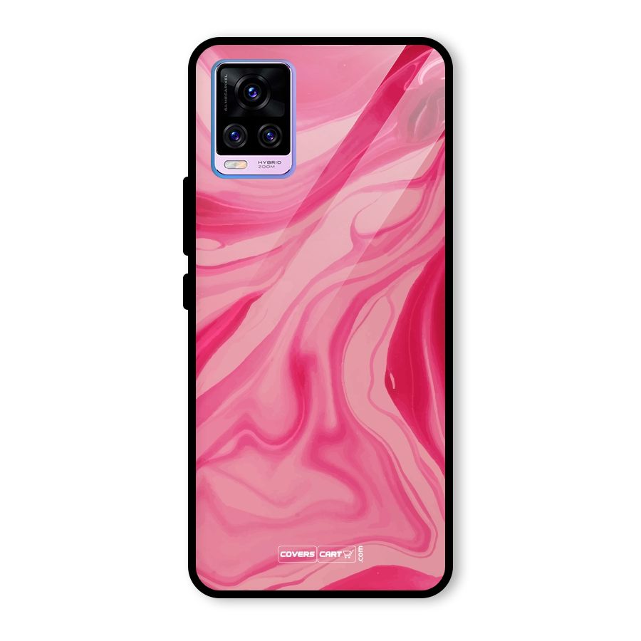 Sizzling Pink Marble Texture Glass Back Case for Vivo V20 Pro