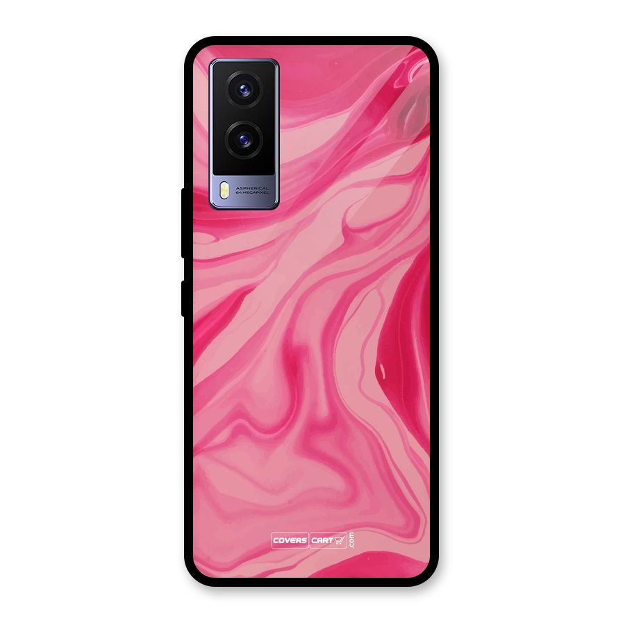 Sizzling Pink Marble Texture Glass Back Case for Vivo V21e 5G