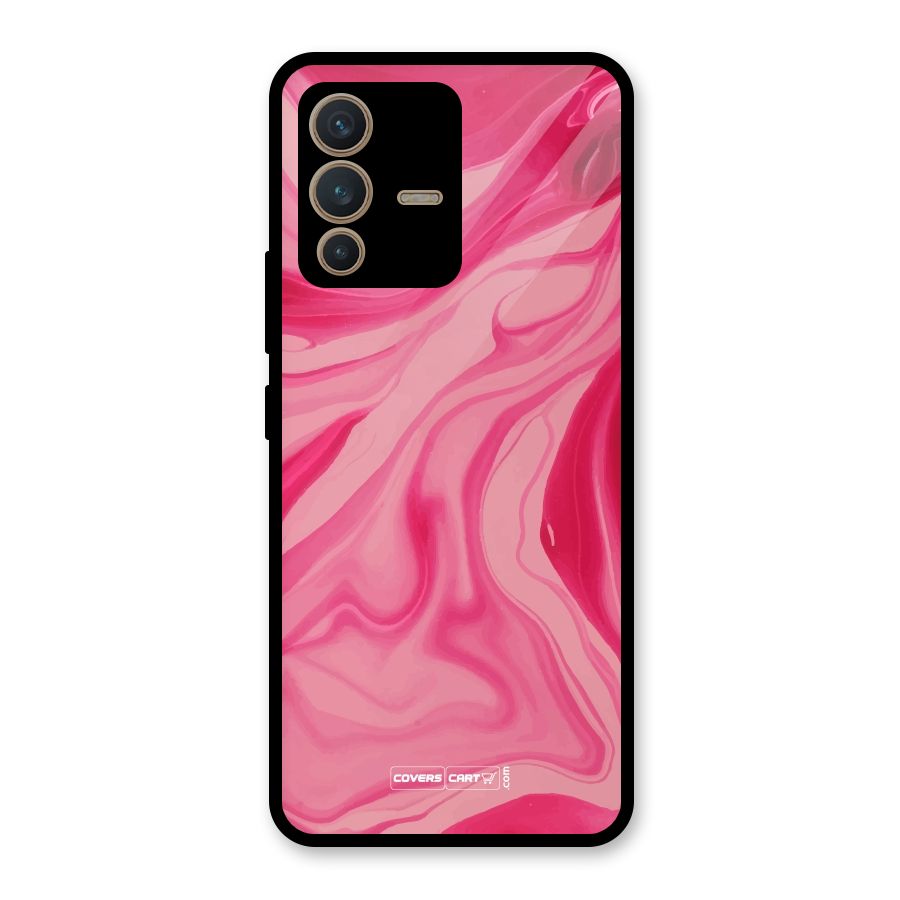 Sizzling Pink Marble Texture Glass Back Case for Vivo V23 5G