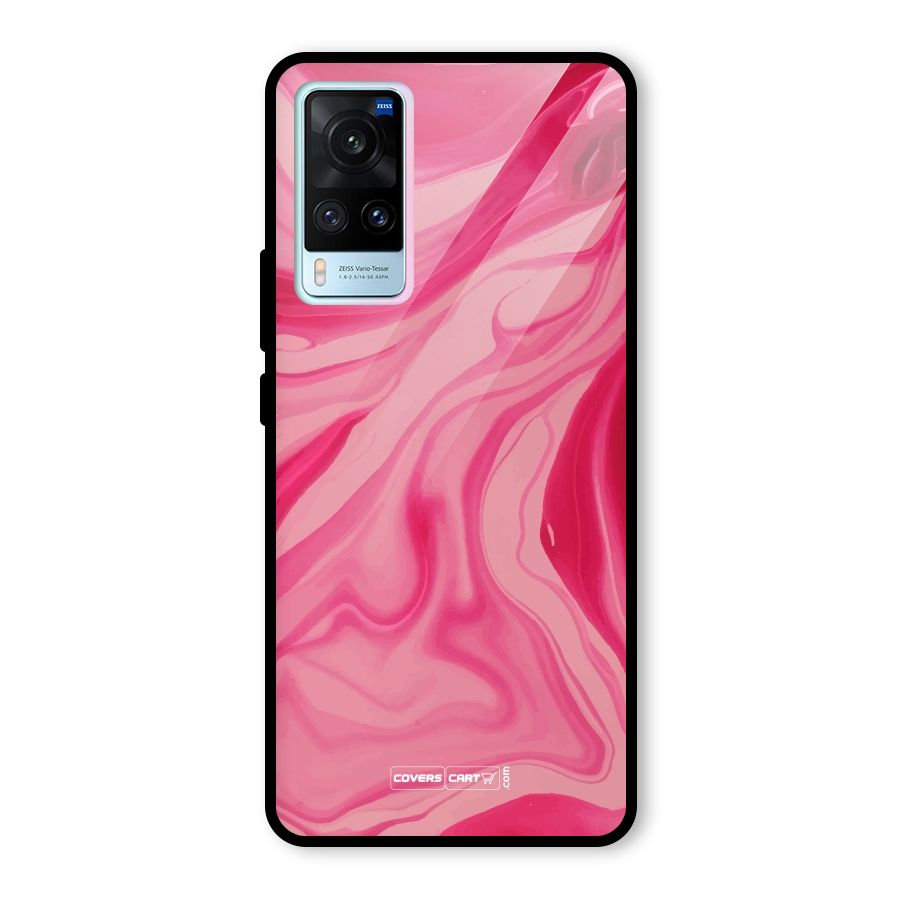 Sizzling Pink Marble Texture Glass Back Case for Vivo X60