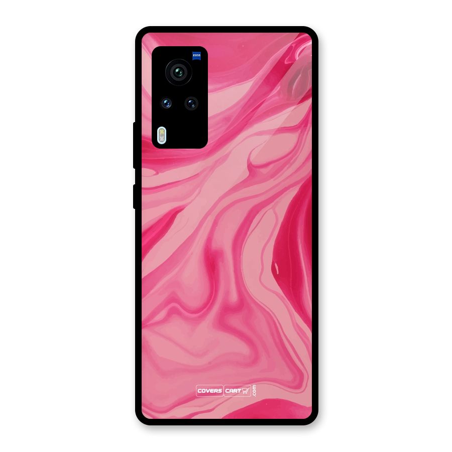 Sizzling Pink Marble Texture Glass Back Case for Vivo X60 Pro
