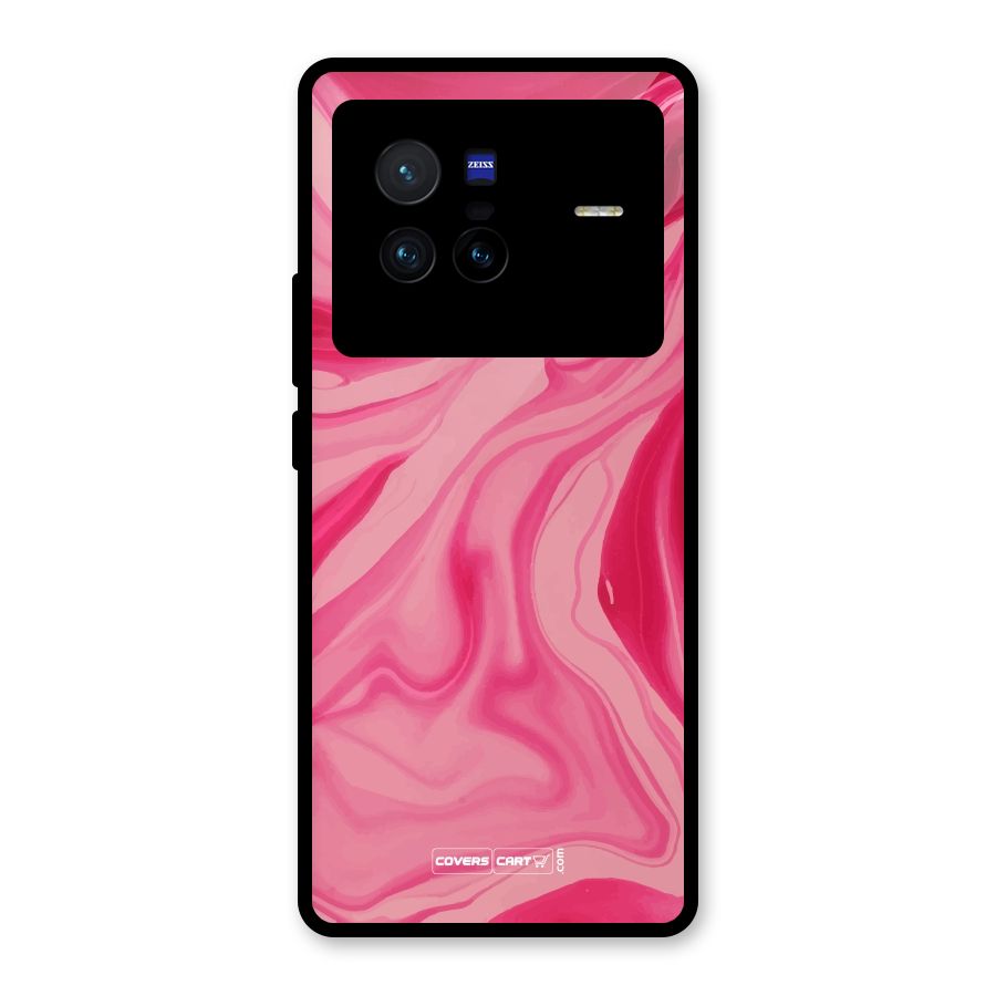 Sizzling Pink Marble Texture Glass Back Case for Vivo X80
