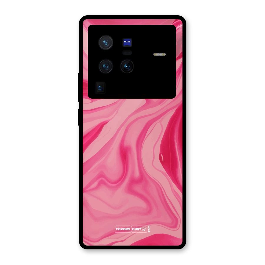 Sizzling Pink Marble Texture Glass Back Case for Vivo X80 Pro