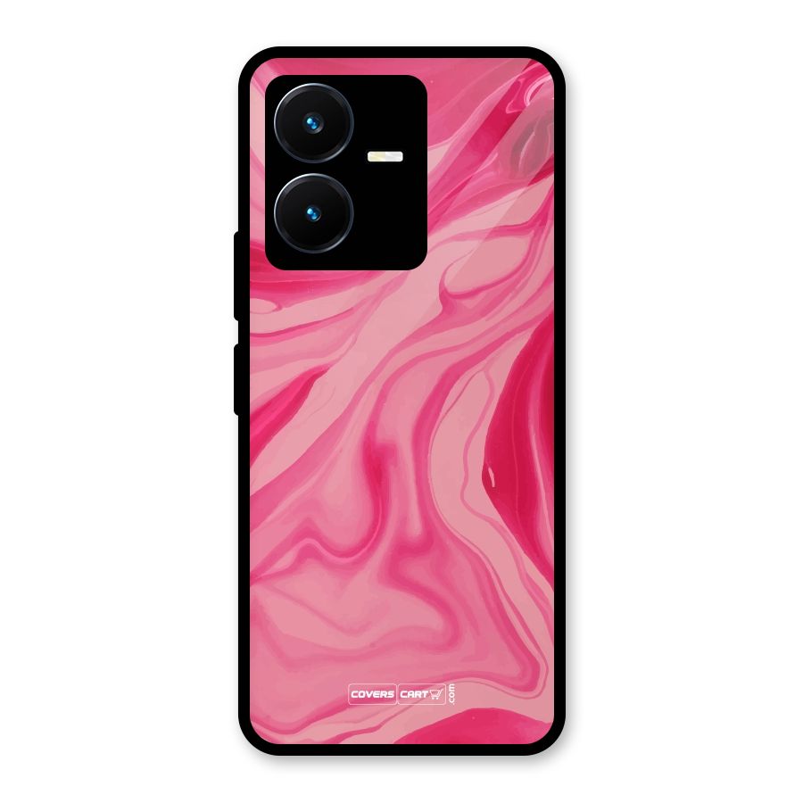 Sizzling Pink Marble Texture Glass Back Case for Vivo Y22