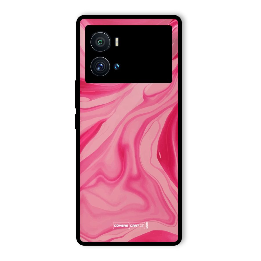 Sizzling Pink Marble Texture Glass Back Case for Vivo iQOO 9 Pro