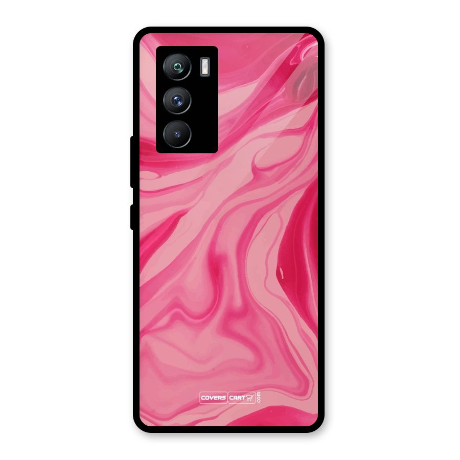 Sizzling Pink Marble Texture Glass Back Case for Vivo iQOO 9 SE
