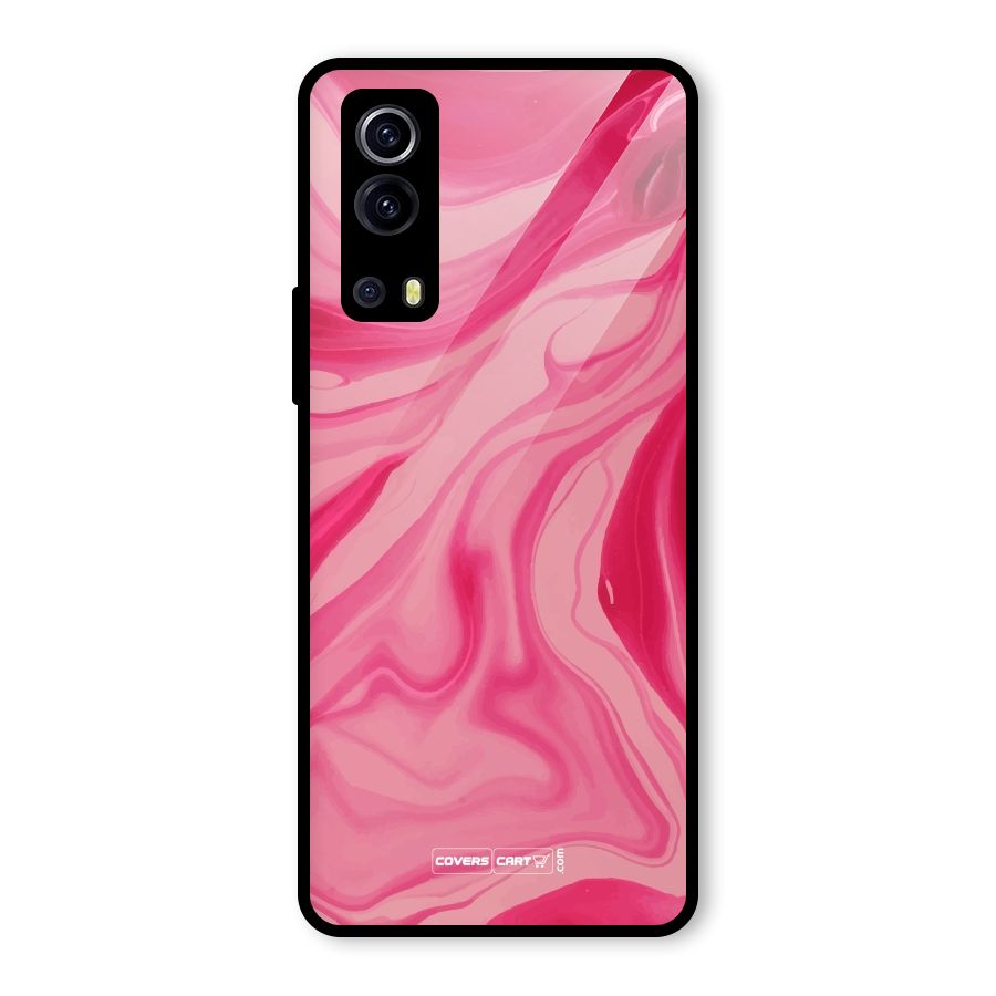 Sizzling Pink Marble Texture Glass Back Case for Vivo iQOO Z3