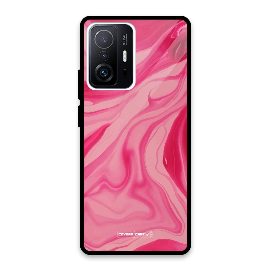 Sizzling Pink Marble Texture Glass Back Case for Xiaomi 11T Pro