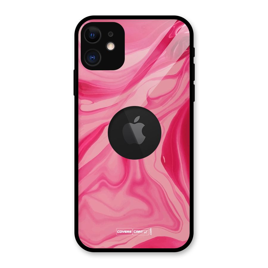 Sizzling Pink Marble Texture Glass Back Case for iPhone 11 Logo Cut