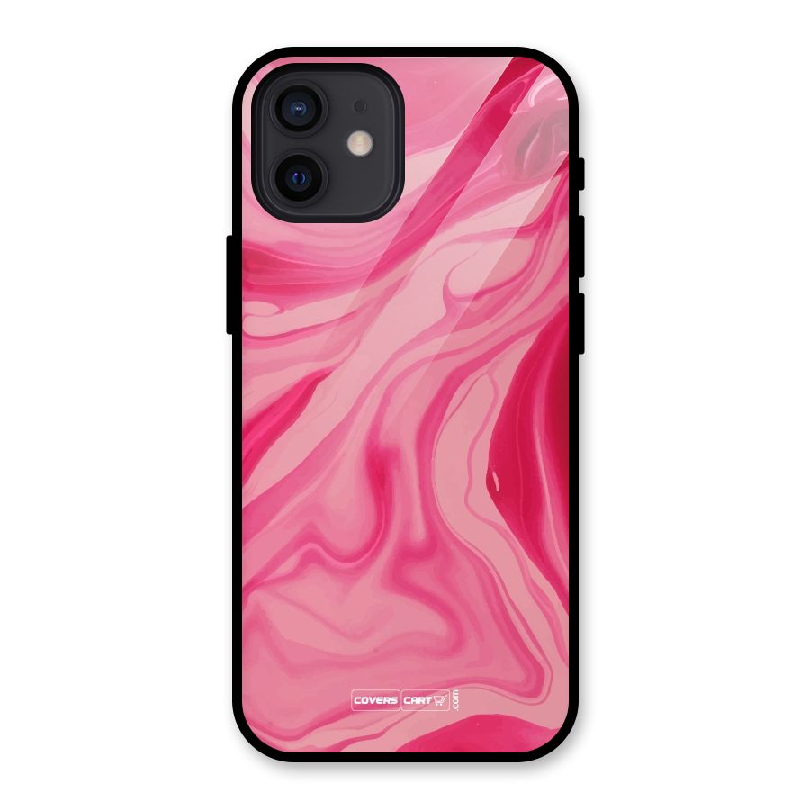 Sizzling Pink Marble Texture Glass Back Case for iPhone 12