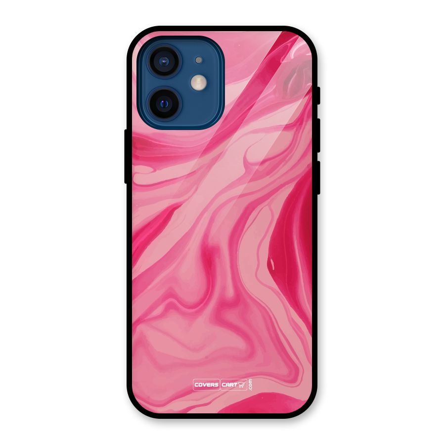 Sizzling Pink Marble Texture Glass Back Case for iPhone 12 Mini