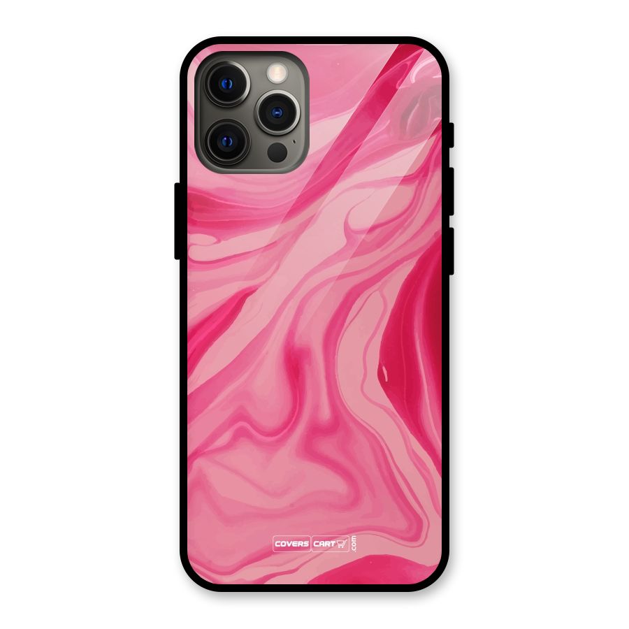 Sizzling Pink Marble Texture Glass Back Case for iPhone 12 Pro Max