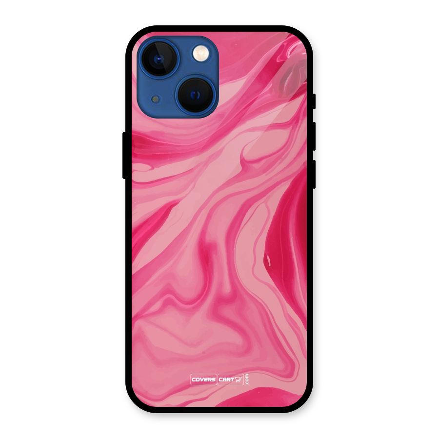 Sizzling Pink Marble Texture Glass Back Case for iPhone 13 Mini