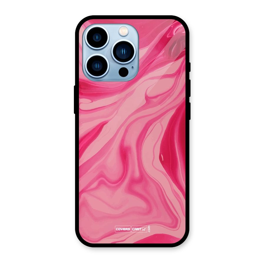 Sizzling Pink Marble Texture Glass Back Case for iPhone 13 Pro