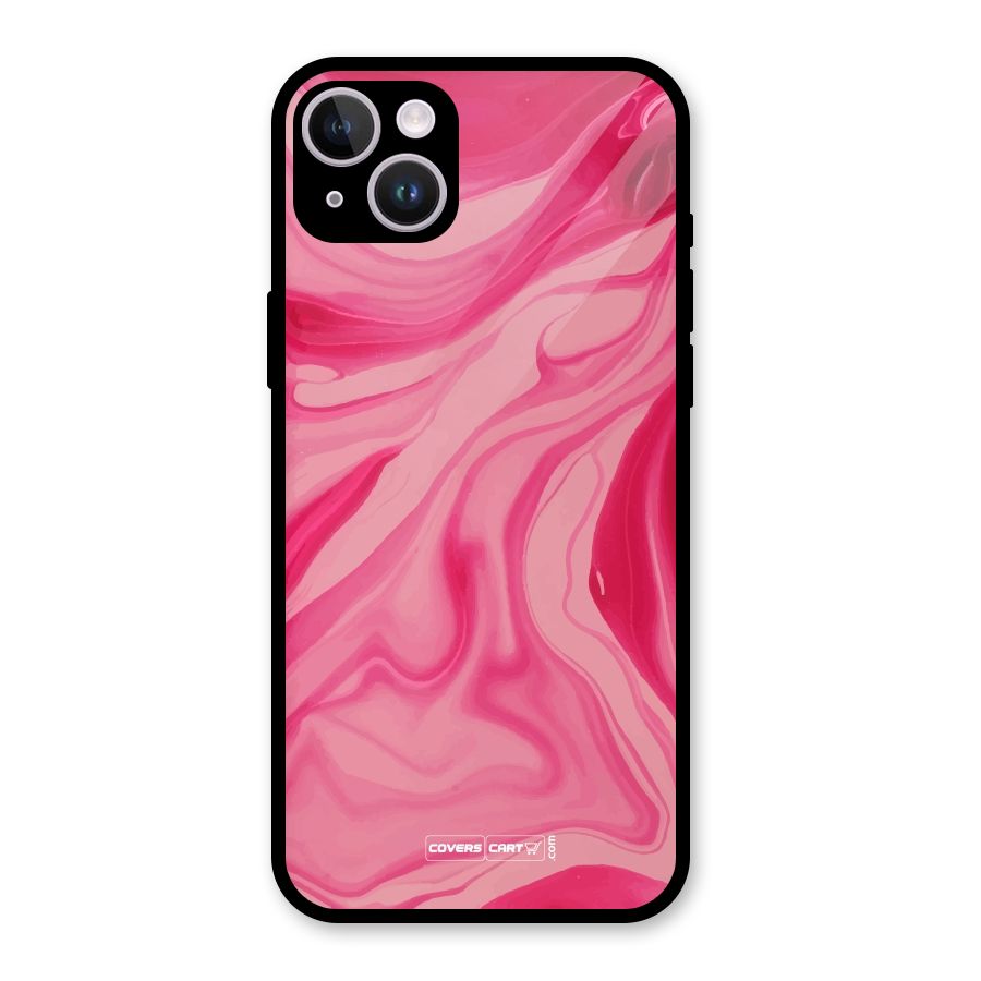 Sizzling Pink Marble Texture Glass Back Case for iPhone 14 Plus