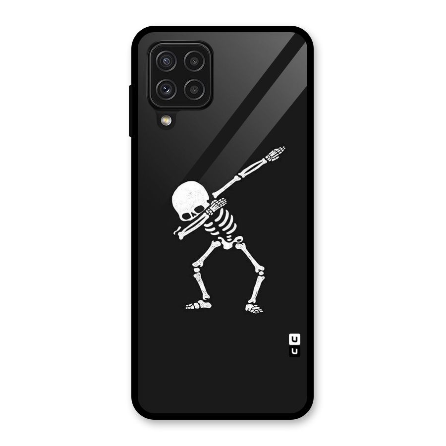 Skeleton Dab White Glass Back Case for Galaxy A22 4G