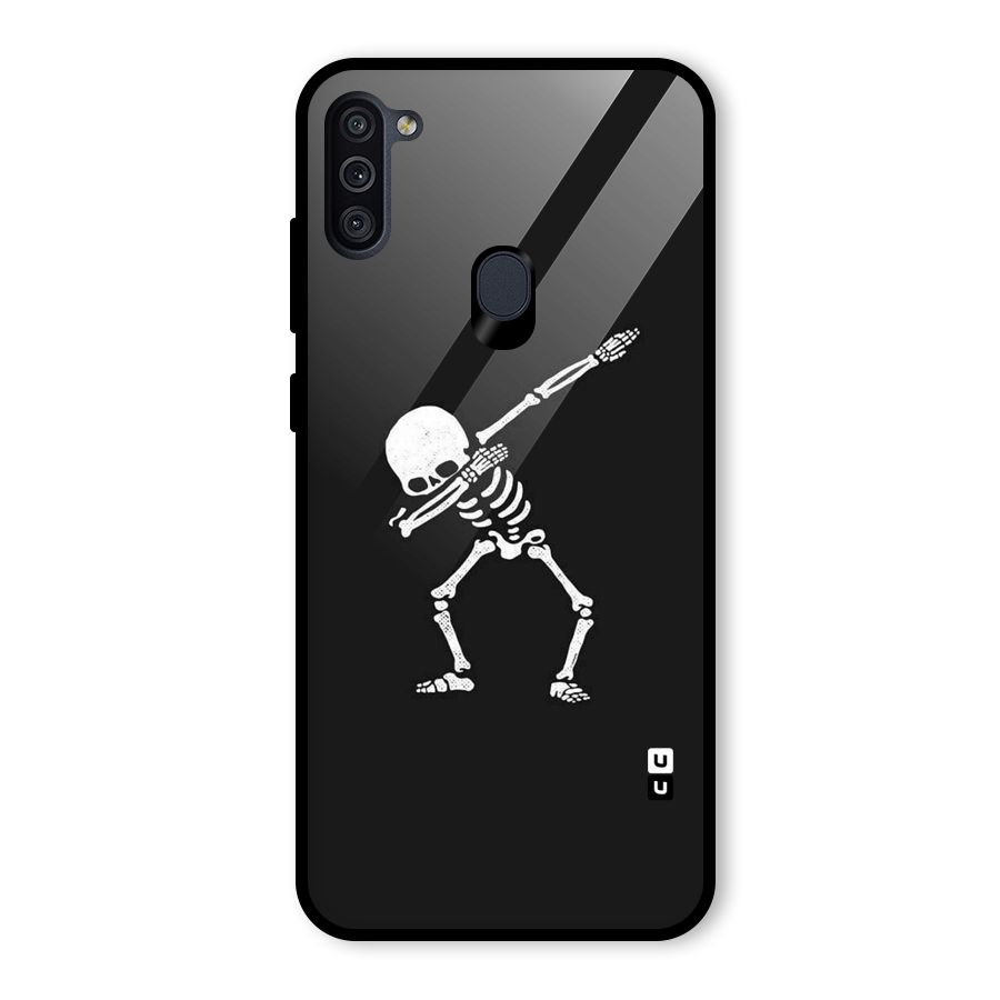 Skeleton Dab White Glass Back Case for Galaxy M11