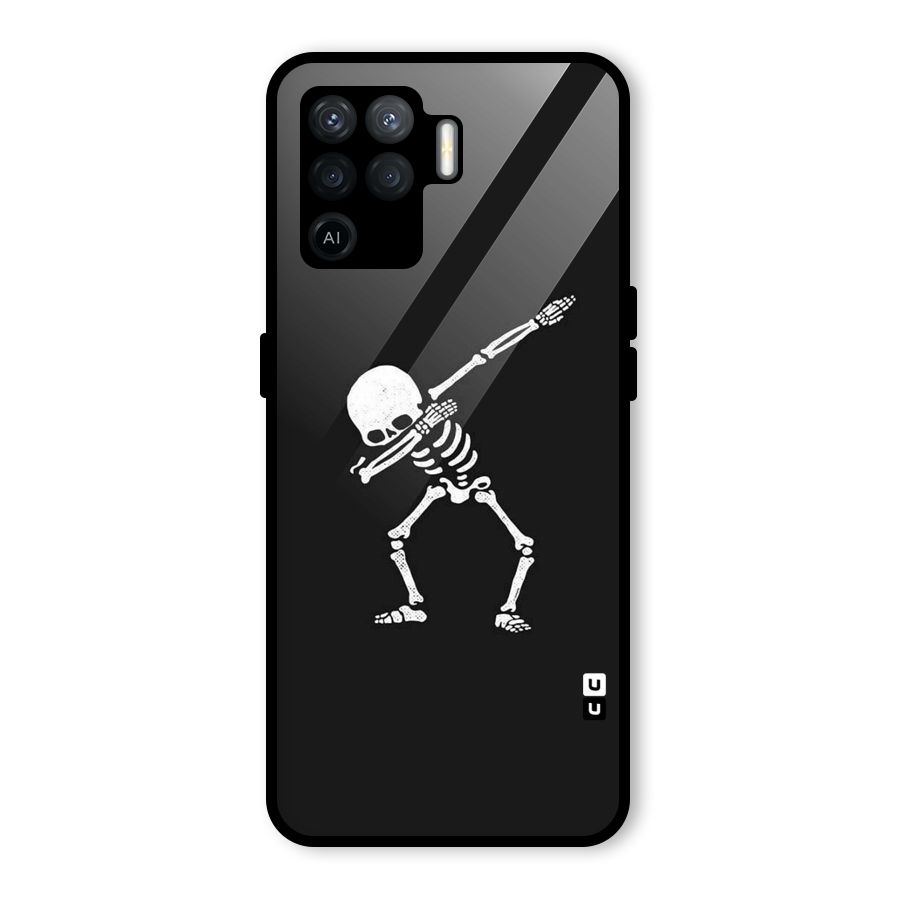 Skeleton Dab White Glass Back Case for Oppo F19 Pro