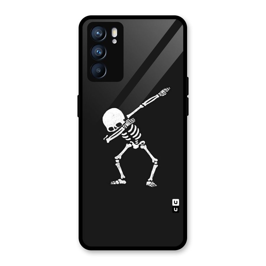 Skeleton Dab White Glass Back Case for Oppo Reno6 5G