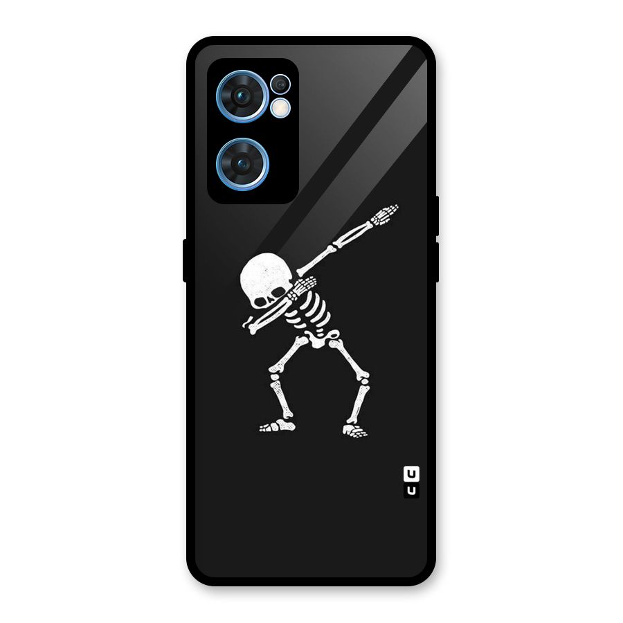 Skeleton Dab White Glass Back Case for Oppo Reno7 5G
