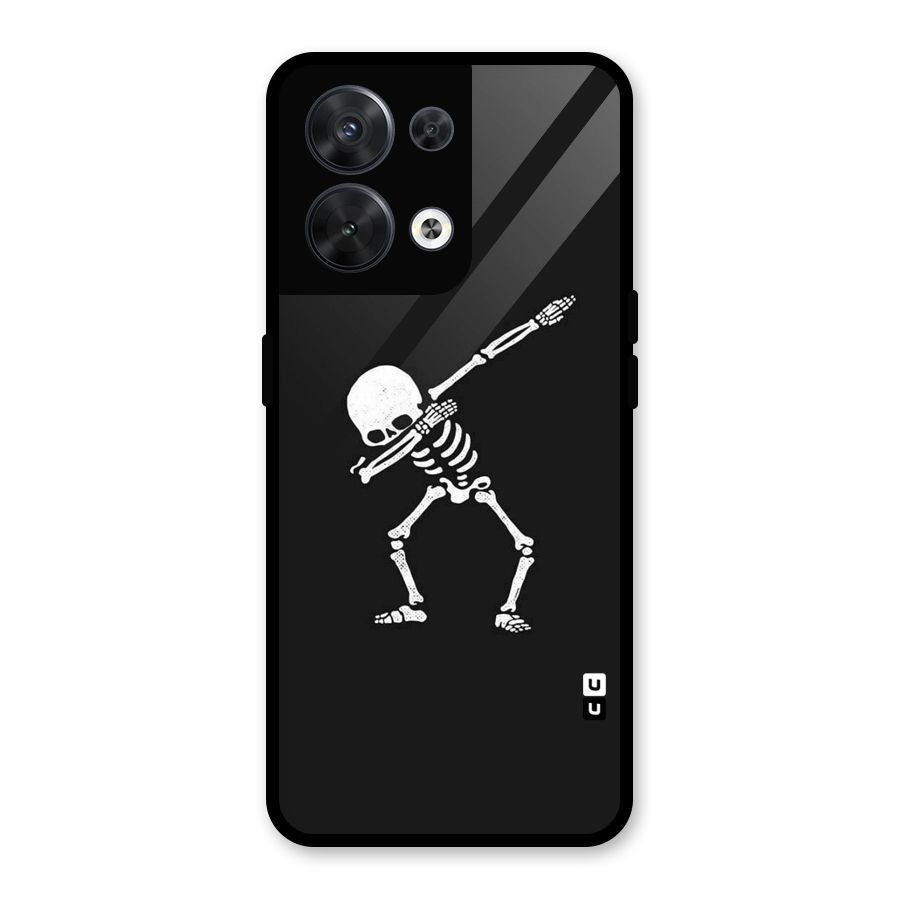 Skeleton Dab White Glass Back Case for Oppo Reno8 5G