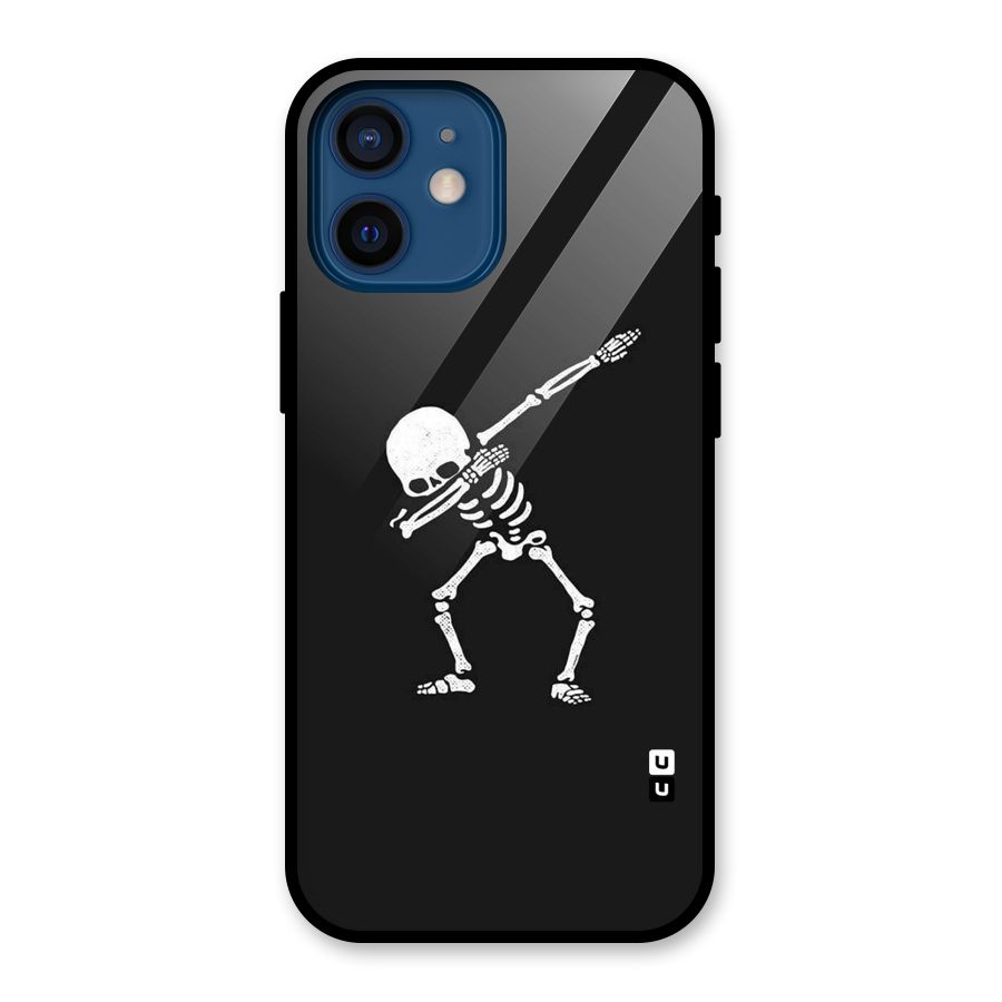 Skeleton Dab White Glass Back Case for iPhone 12 Mini
