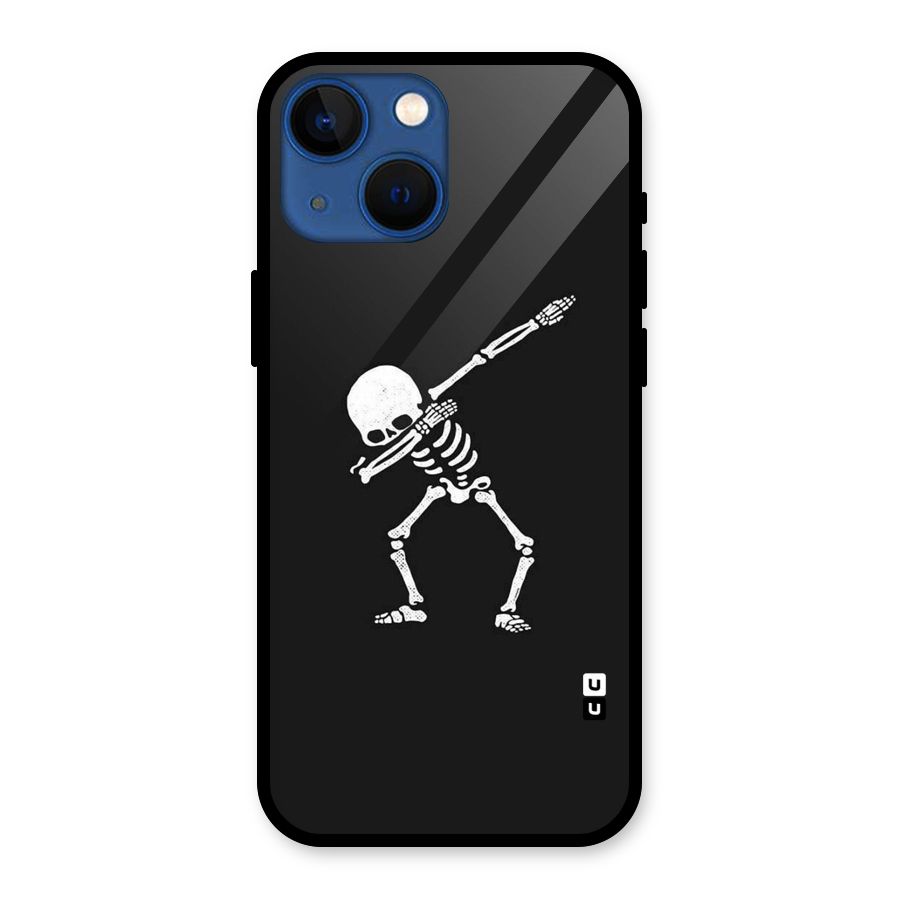 Skeleton Dab White Glass Back Case for iPhone 13 Mini