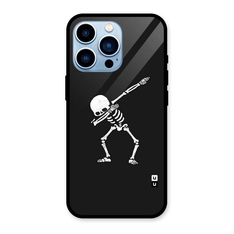 Skeleton Dab White Glass Back Case for iPhone 13 Pro
