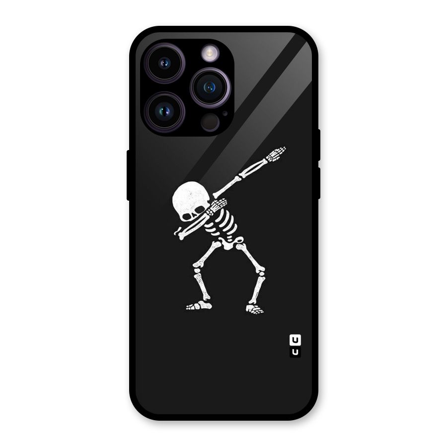 Skeleton Dab White Glass Back Case for iPhone 14 Pro Max