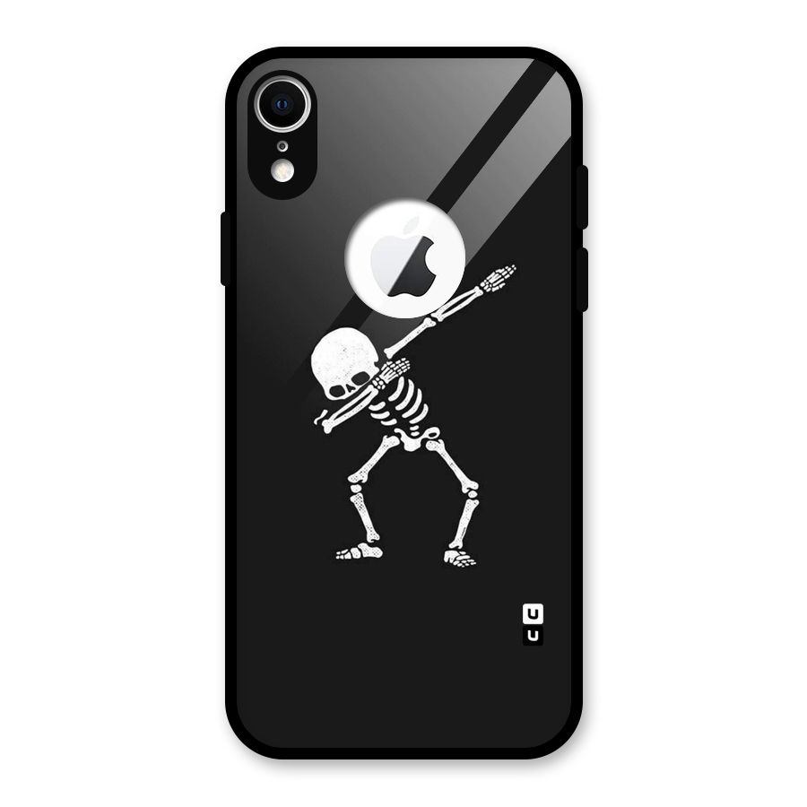Skeleton Dab White Glass Back Case for iPhone XR Logo Cut