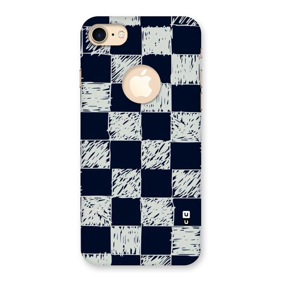 Sketchy Check Design Back Case for iPhone 7 Logo Cut