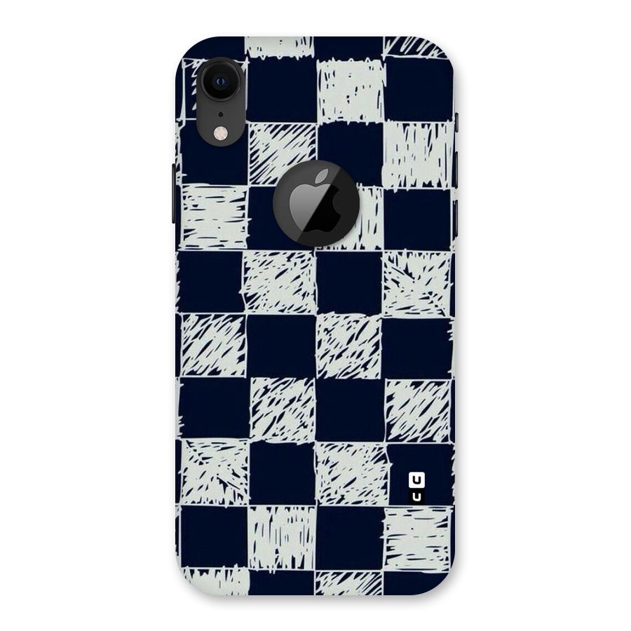 Sketchy Check Design Back Case for iPhone XR Logo Cut