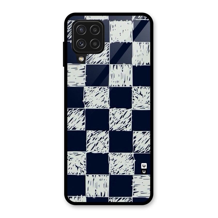 Sketchy Check Design Glass Back Case for Galaxy A22 4G