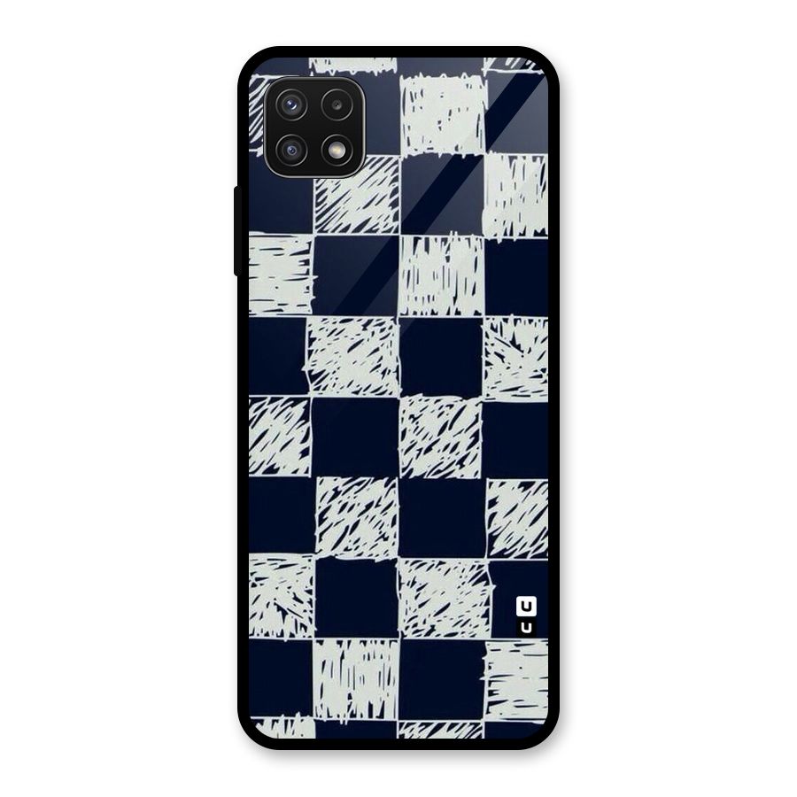 Sketchy Check Design Glass Back Case for Galaxy A22 5G