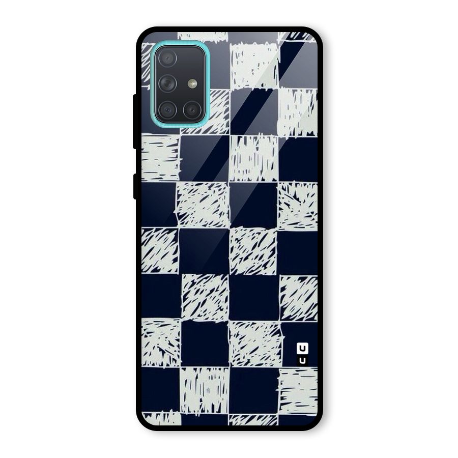 Sketchy Check Design Glass Back Case for Galaxy A71