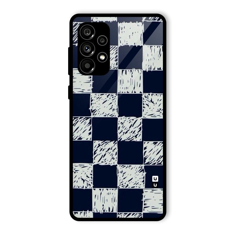 Sketchy Check Design Glass Back Case for Galaxy A73 5G