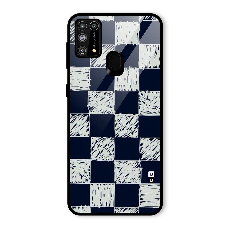 Sketchy Check Design Glass Back Case for Galaxy F41