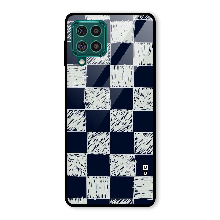 Sketchy Check Design Glass Back Case for Galaxy F62