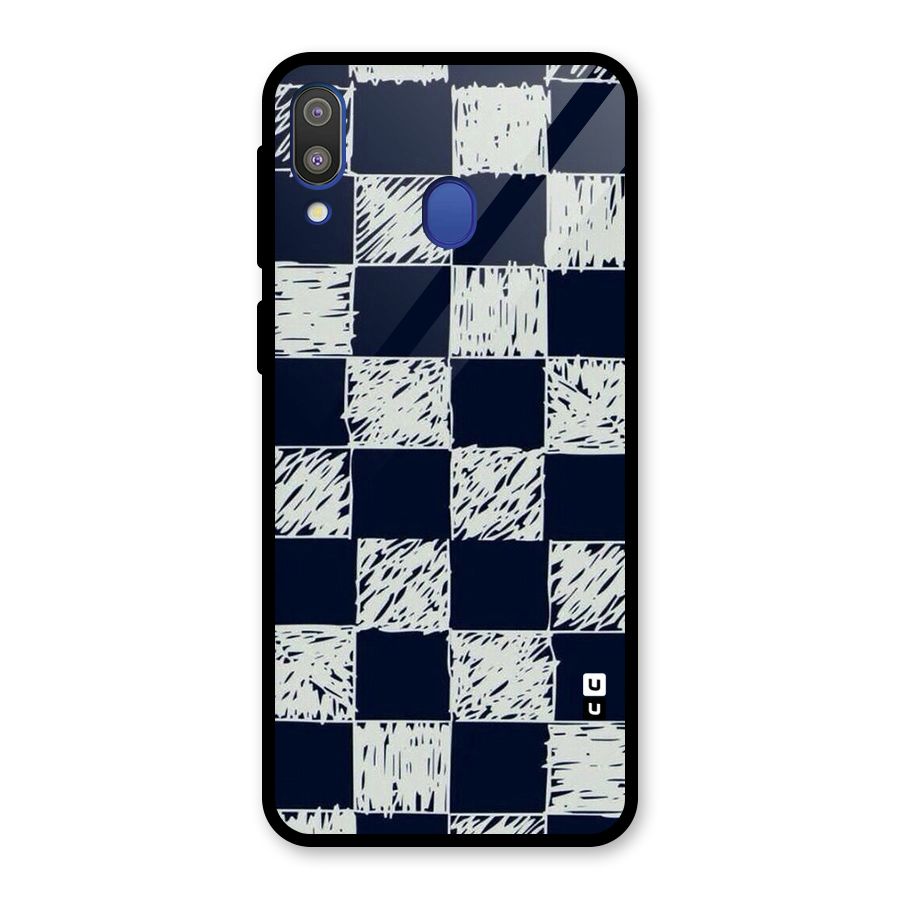Sketchy Check Design Glass Back Case for Galaxy M20