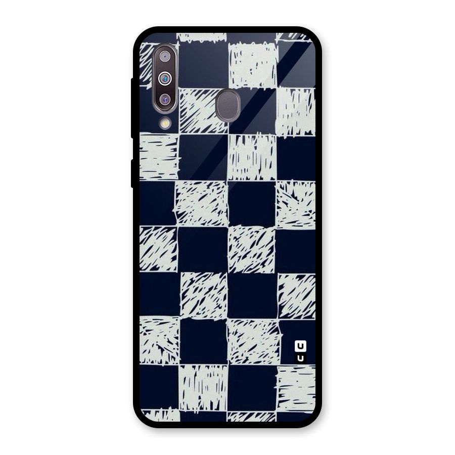 Sketchy Check Design Glass Back Case for Galaxy M30
